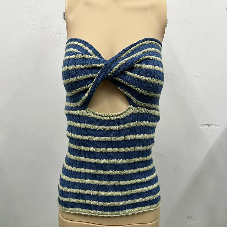 Toloer Toloer And Summer 2024 Sweater Hot Style Women's Sexy Striped Sweater Knit Strap Wipe-Outfit Ideas