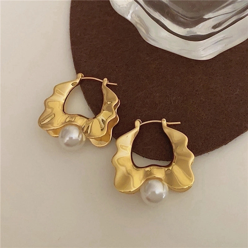 1 Pair Modern Style Geometric Plating Inlay Alloy Artificial Pearls Gold Plated Earrings