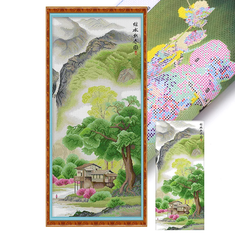 Spring-Four Seasons Jiangnan-Spring (50*115cm) 11CT Stamped Cross Stitch gbfke