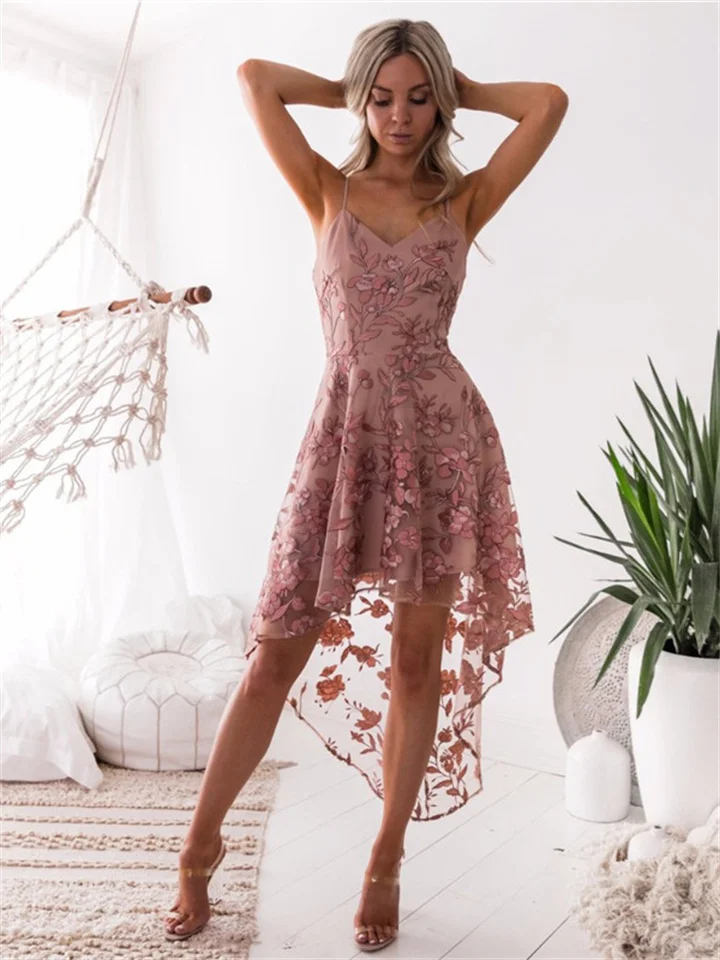 New Sexy Halter V-neck Irregular Lace Splicing Dress