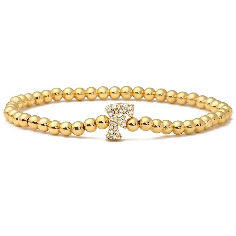 Vintage Style Minimalist Classic Style Letter Copper Zircon 18K Gold Plated Inlay Bracelets