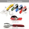 4 in 1 Outdoor Tableware (Fork/Spoon/Knife/Bottle Opener) Camping Stainless Steel Folding Pocket Kits for Hiking Survival Travel