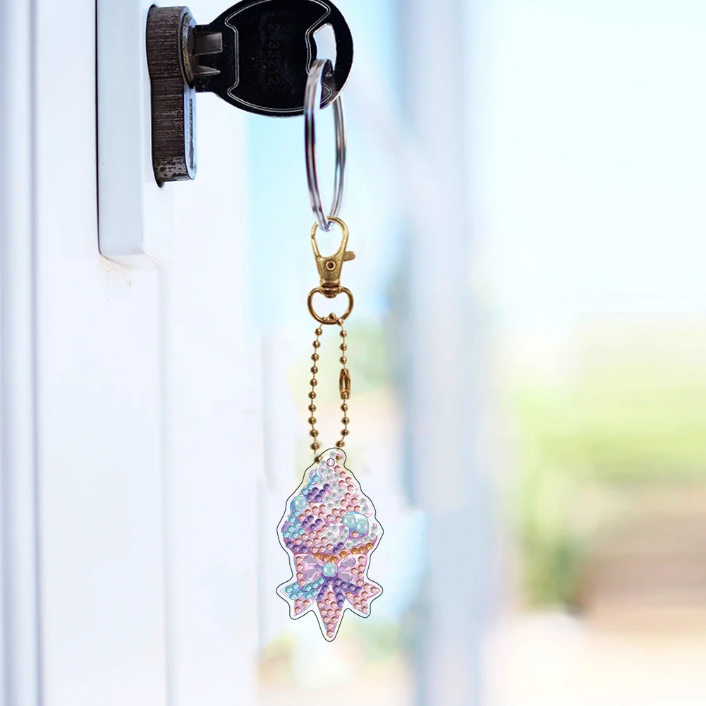 6Pcs Double Sided Special Shaped Ice Cream Diamond Painting Keychain for Adults