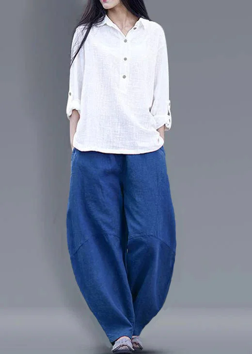 Beautiful harem pants cotton Boho Work Outfits Blue long pants