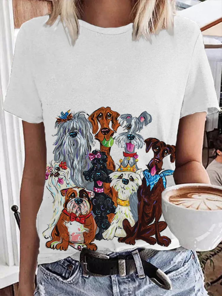 Comstylish Women's Dog Print T-shirt