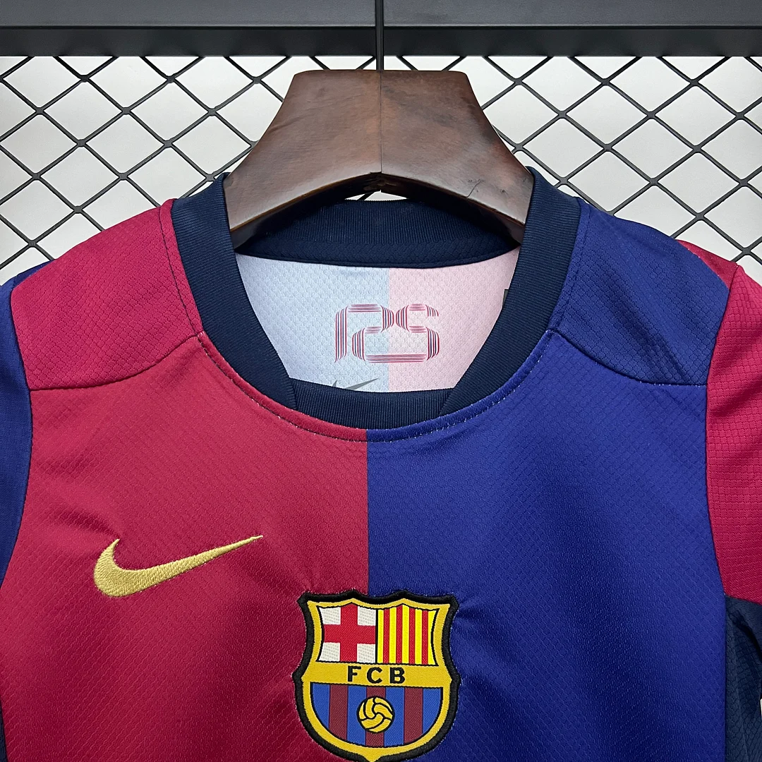 24/25 Barcelona Away New Sponsor Kids Kit Football Jersey Thai Quality