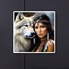 (40*40cm)Indian Beauty Wolf - Full Round Drill Diamond Painting