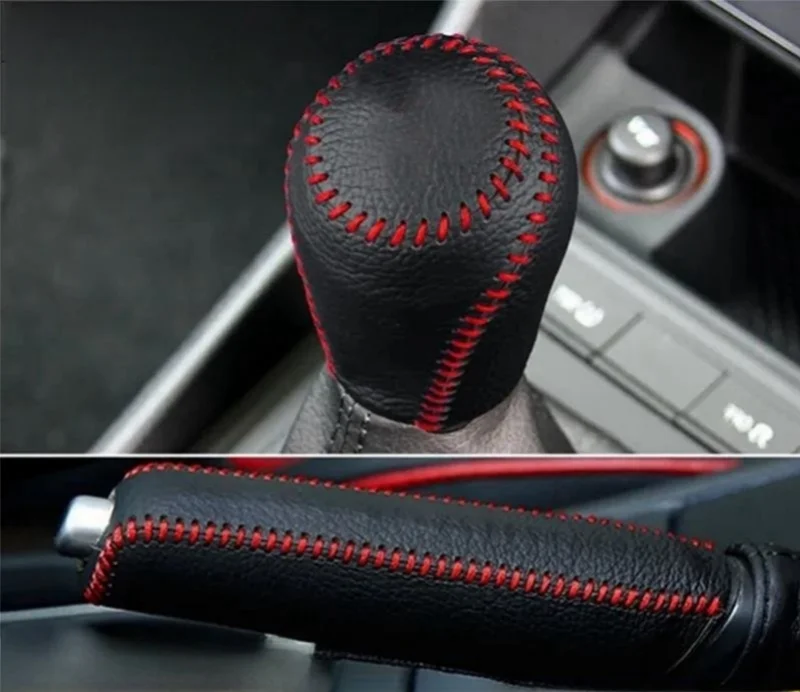 Car custom leather shift handle cover