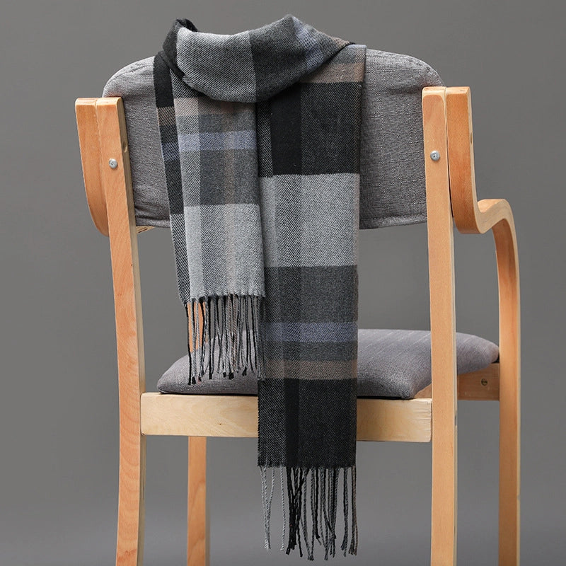 British Plaid Tassel Couple Parent-child Men’s Scarf Autumn And Winter Cashmere Plaid Scarf