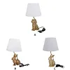 Dog Lamp with White Linen Shade Cute Room Decor White Dog Table Lamp 17.7inch for Living Room Unique Aesthetic Home Room Decor