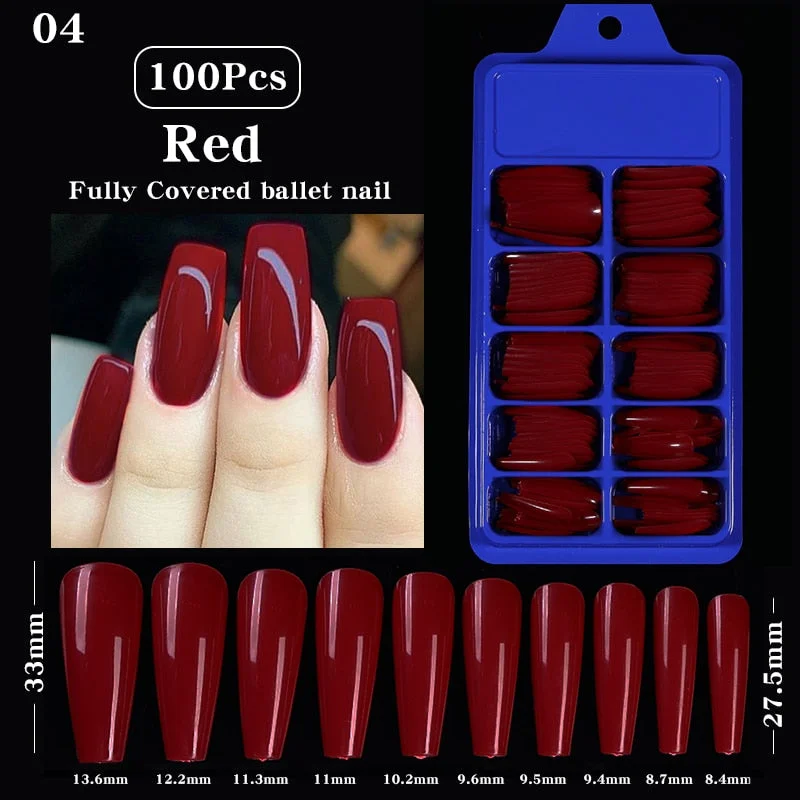100Pcs Black White False Nail Tips Full Cover Acrylic Almond Coffin Candy Colorful Fake Nails Tip Manicure Extension Nail Tool-Nail Inspo