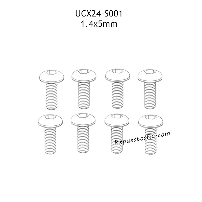 UDIRC UCX2402 Piezas 1.4x5mm Tornillo Hexagonal de Cabeza Cil&iacute;ndrica para M&aacute;quinas UCX24-S001