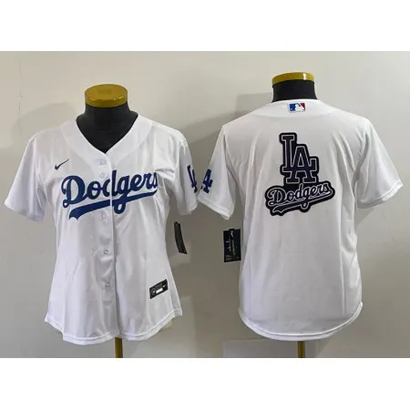 Youth Los Angeles Dodgers White Team Big Logo Stitched Baseball Jersey DQCD