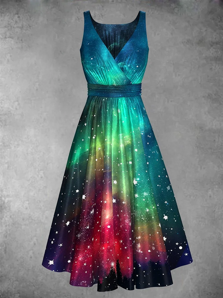 Women's Rainbow Sky Print Maxi Dress