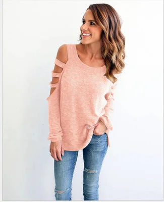 Sexy Hollow Out Long Sleeve T-Shirts