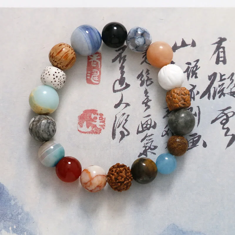 Natural Bodhi Seed Crystal Stone Agate Keep Away Evil Spirits Bracelet