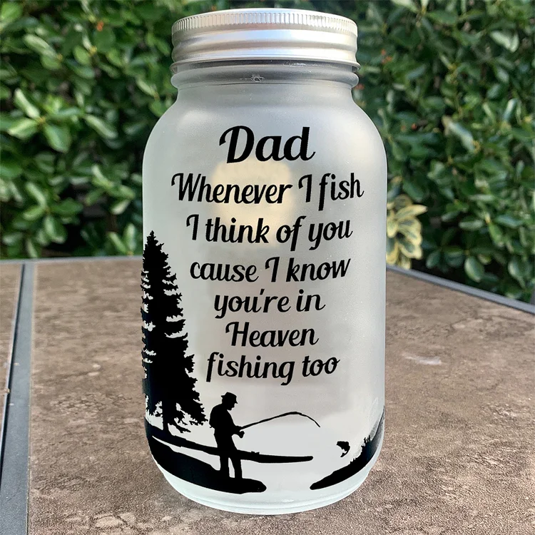 Memorial Mason Jar Night Light I Know You're in Heaven Fishing Too Led Lamp