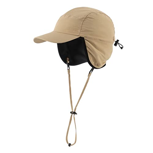 Home Prefer Waterproof Men's Winter Hats with Visor Warm Fleece Lined Baseball Cap Earflaps Trooper Trapper Hat for Men