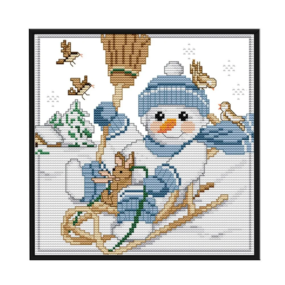 14ct Stamped Cross Stitch - Christmas Snowman (26*23cm)
