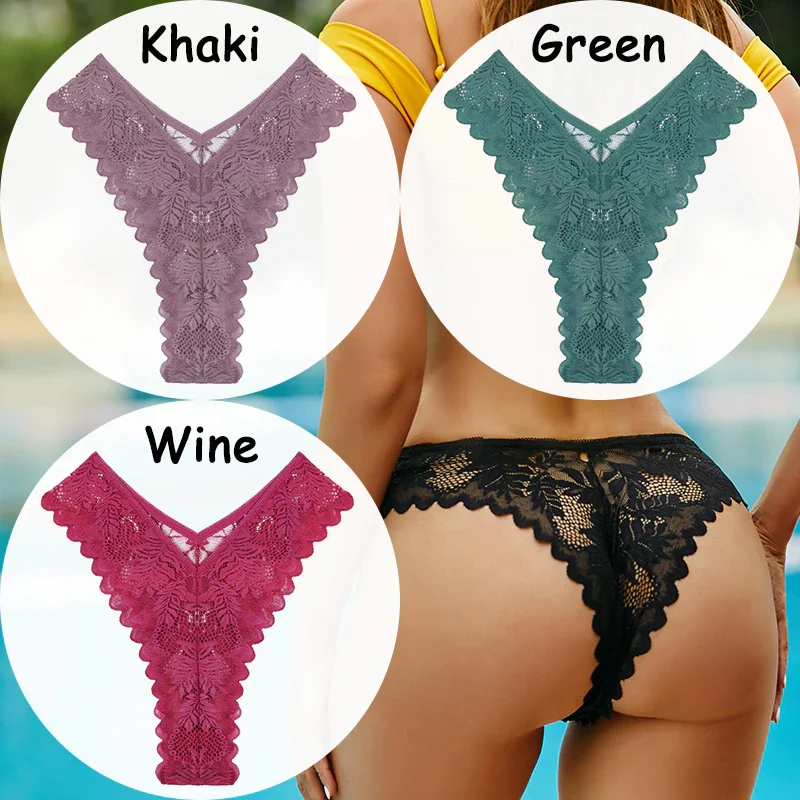 Billionm Lace Panties Women's Underwear Floral Women Panties Perspective Lingerie Brazilian Briefs V Waist Female Underpants