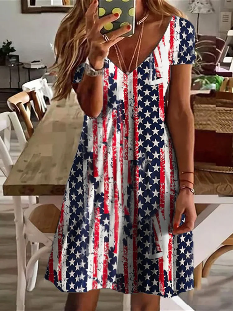 VChics Western Style Flag Pattern Women's Mini Dress