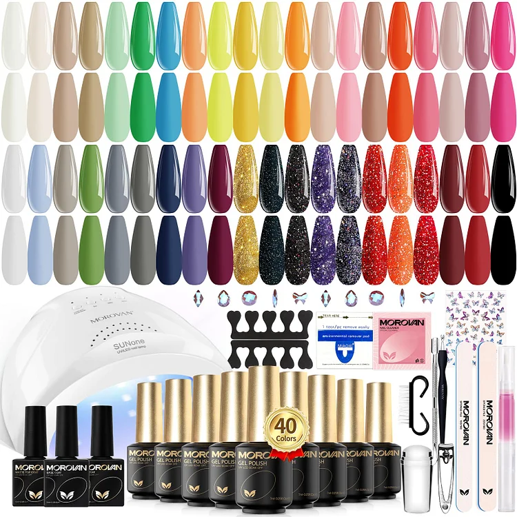 Multi-colored - 40 Colors Gel Nail Polish Kit with UV Light