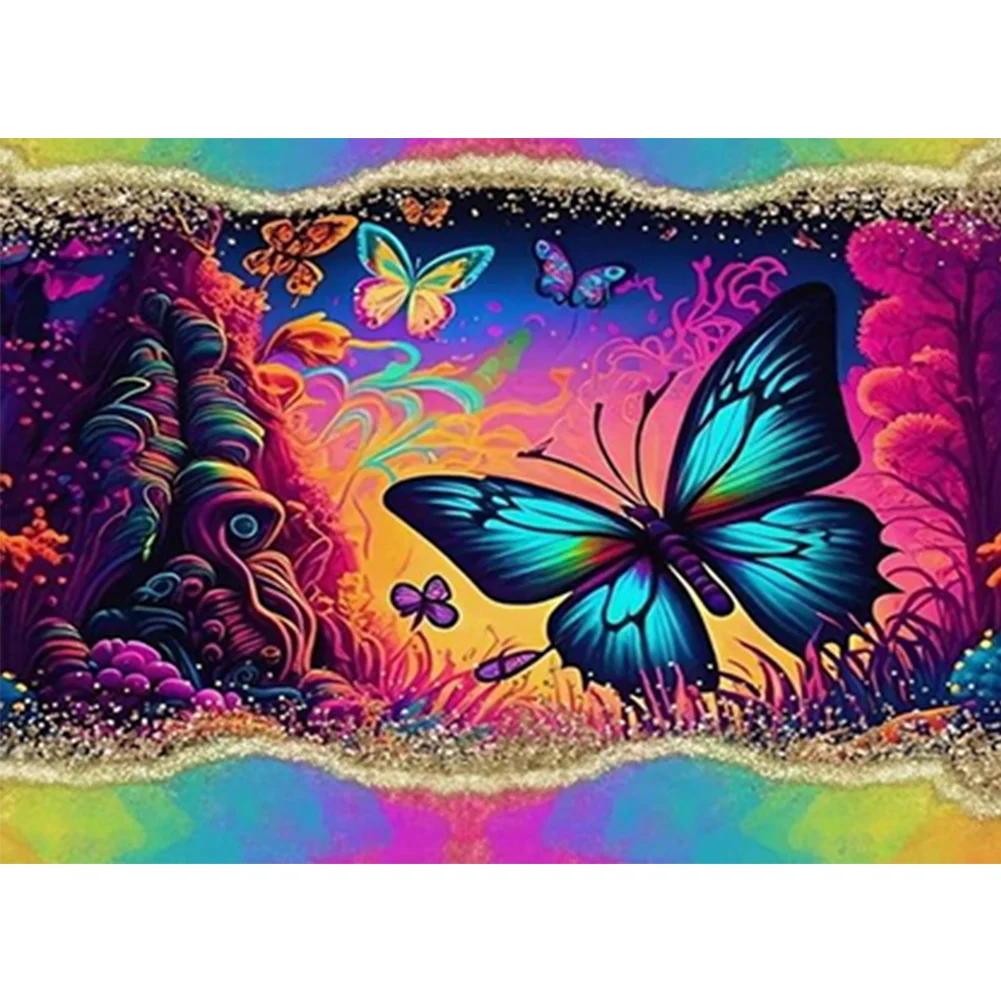 Rainbow Border Hummingbird 40*30cm(canvas) full round drill diamond painting