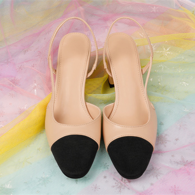 6.5cm/2.55'' Chunky Heels for Women Slingback Pumps Sandals Splicing Round Toe Casual Daily Wedding Pumps