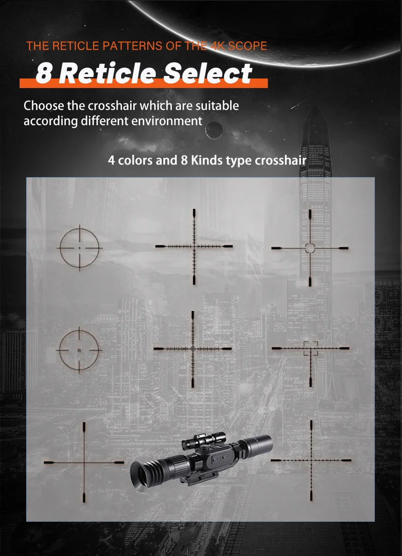 4K Digital Night Vision Scope HD Sony Sensor 4 Cores 3-24X Tactical Sight Hunting Smart Night Vision Weapon Riflescope