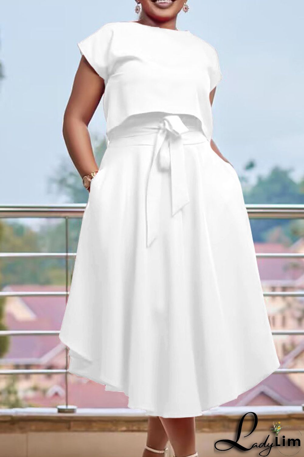 Red Casual Solid Bandage Patchwork O Neck Short Sleeve Two Pieces