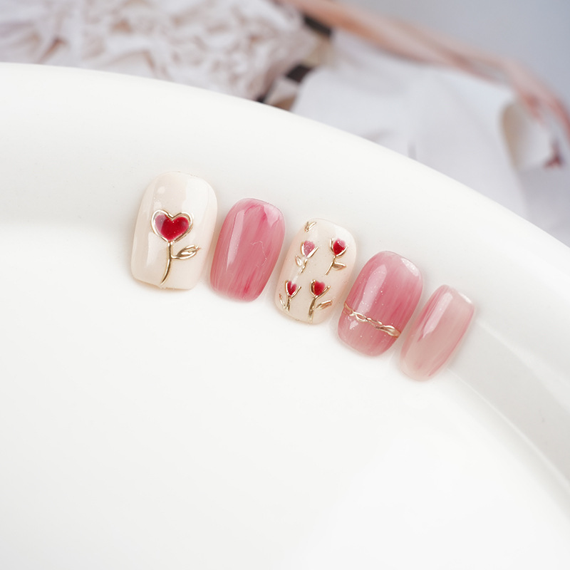 Pink French Short Sweetheart Press-On Nails