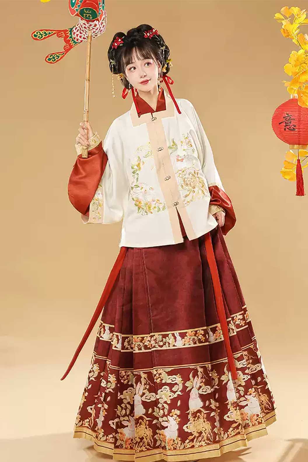 Ming dynasty hanfu mamianqun hanfu dress with pleated - yunshengcuiyu 云笙翠羽 Stupa Stones