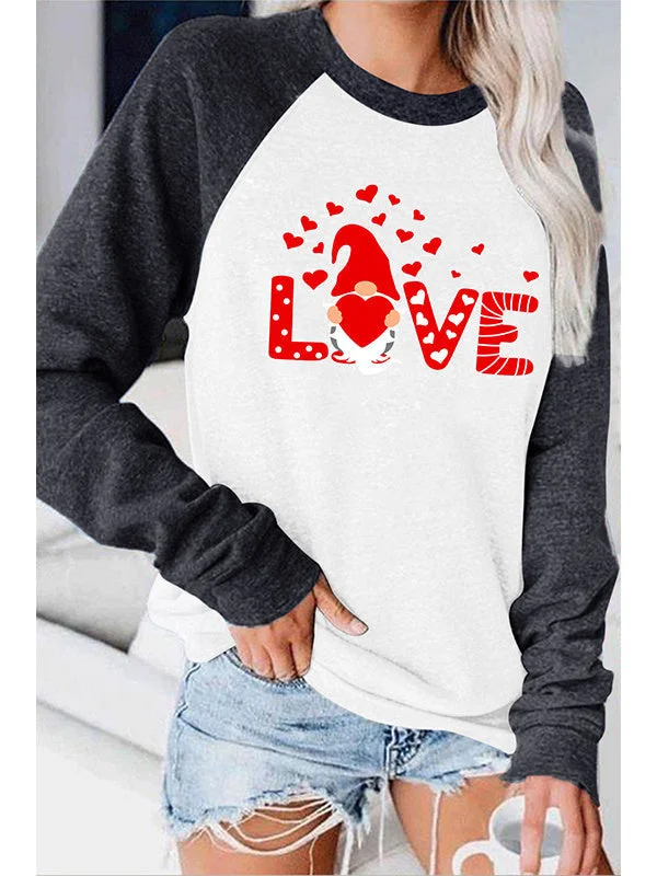 Women plus size clothing Women's Scoop Neck Long Sleeve Colorblock Graphic Printed Top-Nordswear