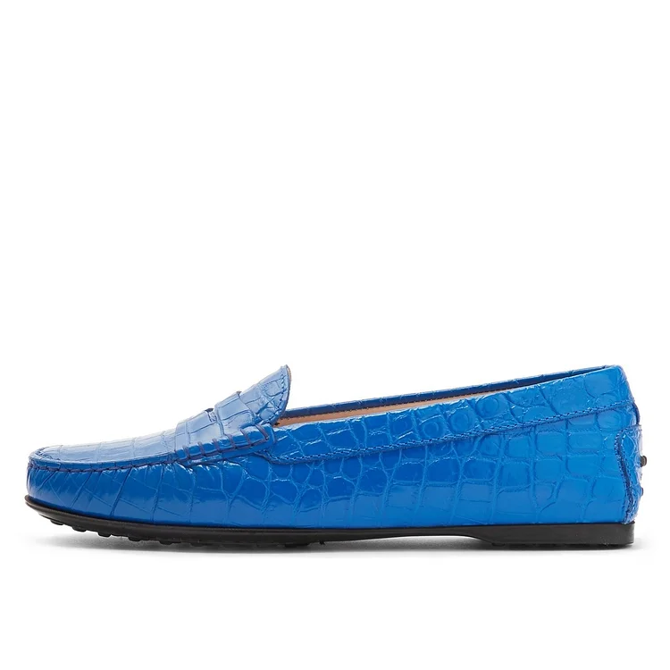 Blue Lizards Round Toe Comfortable Flat Penny Loafers for Women |FSJ Shoes