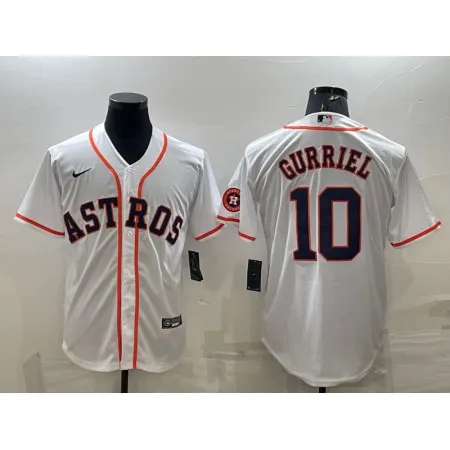 Men's Houston Astros #10 Yuli Gurriel White With Patch Cool Base Stitched Jersey 7FHT