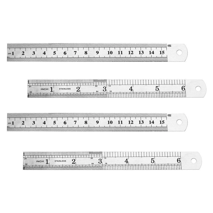 1 PC 15cm 6 Inch Stainless Steel Metal Straight Ruler Precision Double Sided Learning Office Stationery Drafting Supplies