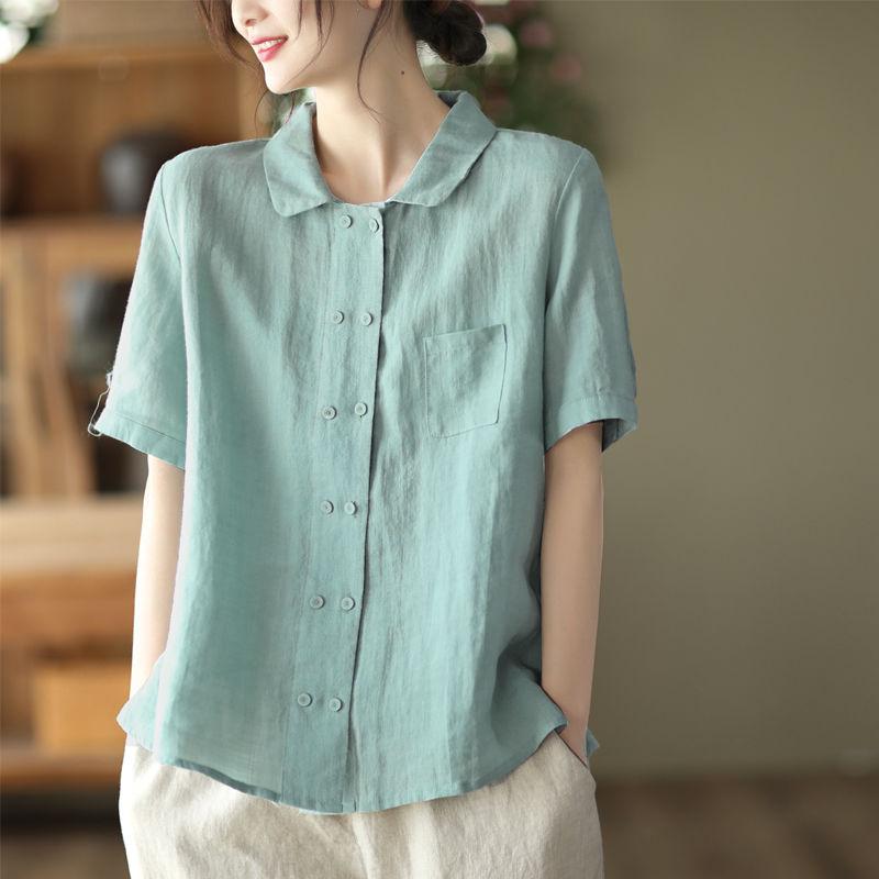 Women Retro Cotton Linen Casual T-shirts