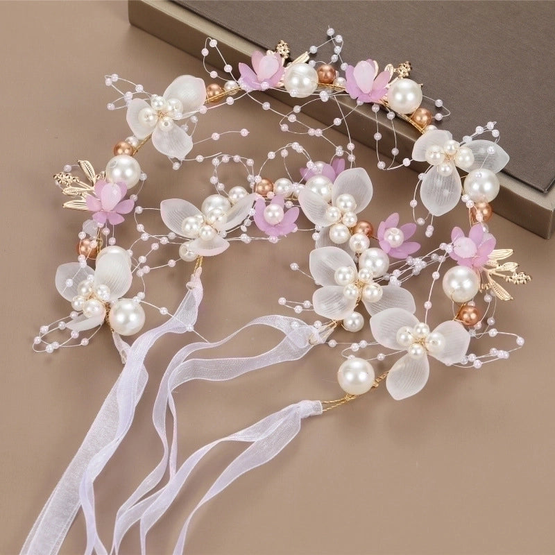 Super Fairy Beauty Children’s Headwear Beautiful Wreath Head Flower Children’s Hair Accessories Mori Girls’ Performance Host Holiday Wristlet Hair Hoop