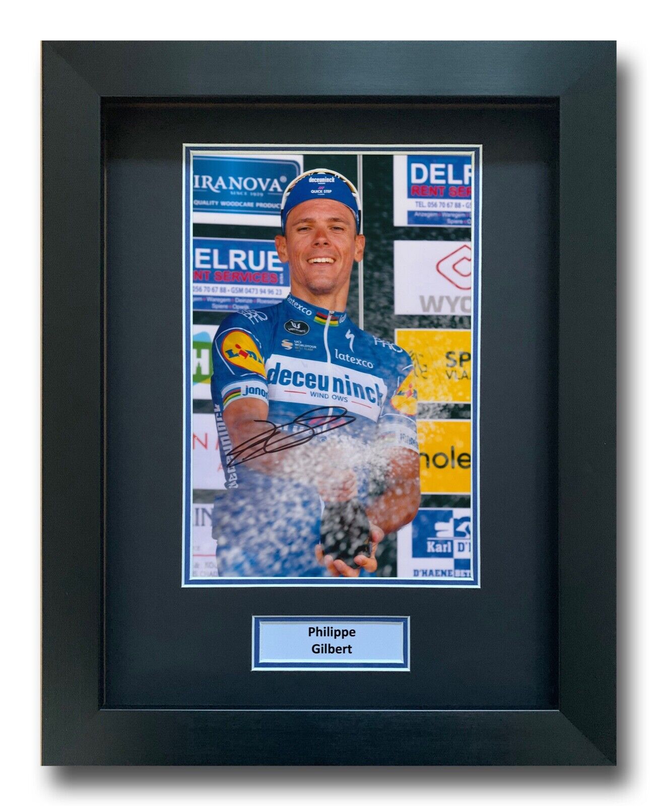 PHILIPPE GILBERT HAND SIGNED FRAMED Photo Poster painting DISPLAY - TOUR DE FRANCE AUTOGRAPH 3.