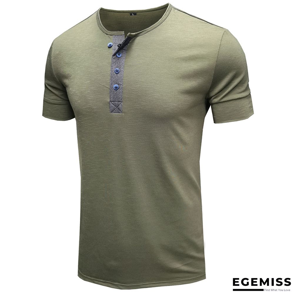 T-shirt with Short Sleeves Henry Shirt Round Neck Cotton T-shirt Men's Clothes | EGEMISS