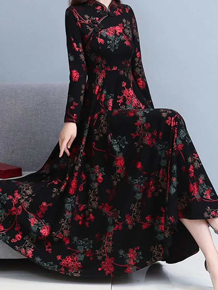 Fashion Long-sleeved Printed Jumpsuit
