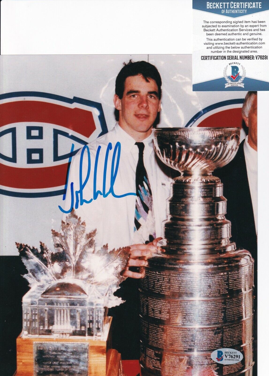 JOHN LECLAIR signed (MONTREAL CANADIENS) Hockey 8X10 Photo Poster painting BECKETT BAS V76291