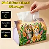 Twin Kittens Bloom DIY PULeather Diamond Painting Tissue Box for Adults Beginners Large Size Diamond Art Paper Storage Holder for Living Room Bathroom Table Decor