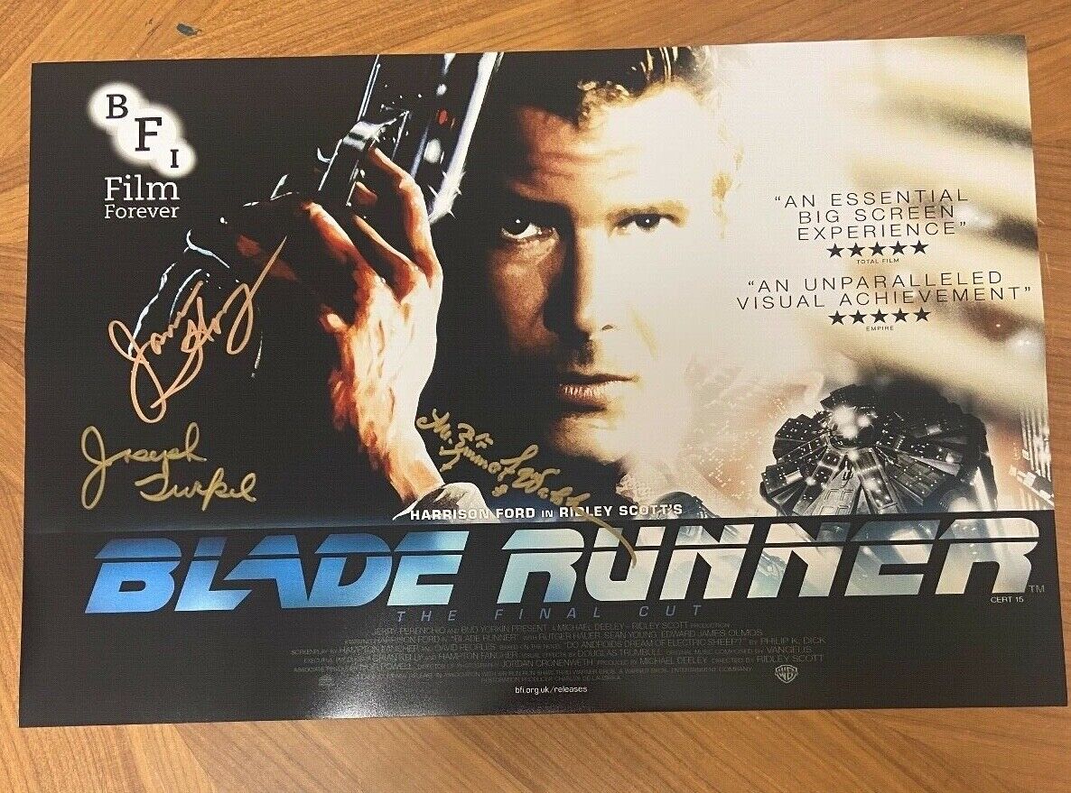 * BLADE RUNNER * signed 12x18 poster * JAMES HONG, M. EMMET WALSH & TURKEL * 4