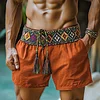Men's Ethnic Bohemian Casual Holiday Linen Shorts by Inlyline