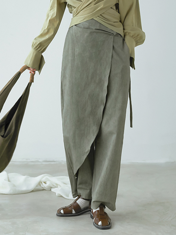 Loose Fashion Design Solid Color Wide Leg Pants