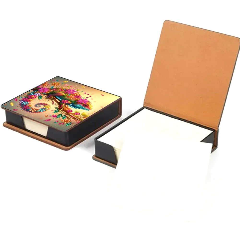 PU Lizard Diamond Painting Notecard Box with Papers for DIY Art Craft