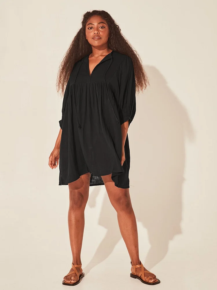 Loose Lantern Sleeve Mini Dress