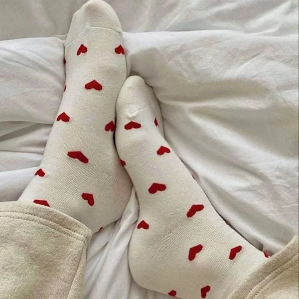 White Heart Soft Socks