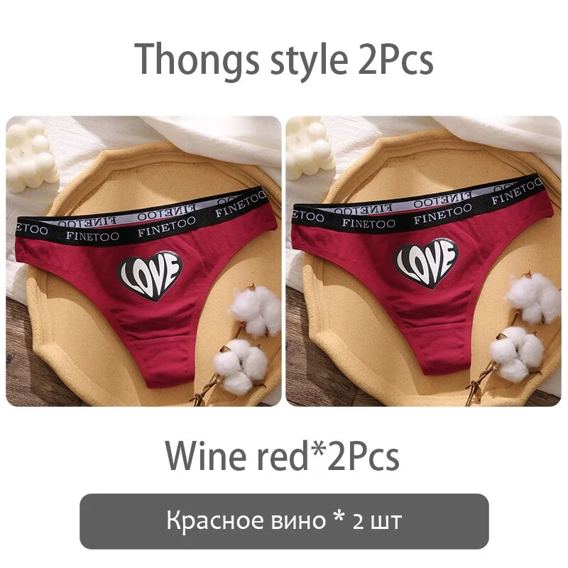 FINETOO Fashion Printing Panties Love Heart Cotton Underwear Women M-2XL Female Underpants Plus Size Girls Briefs Lingerie 2021